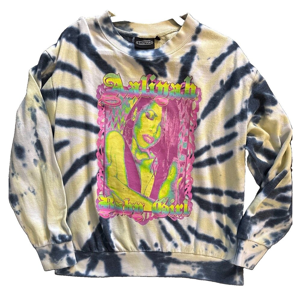 Aaliyah Tie Dye Neon Baby Girl Crewneck Sweatshirt Size Large